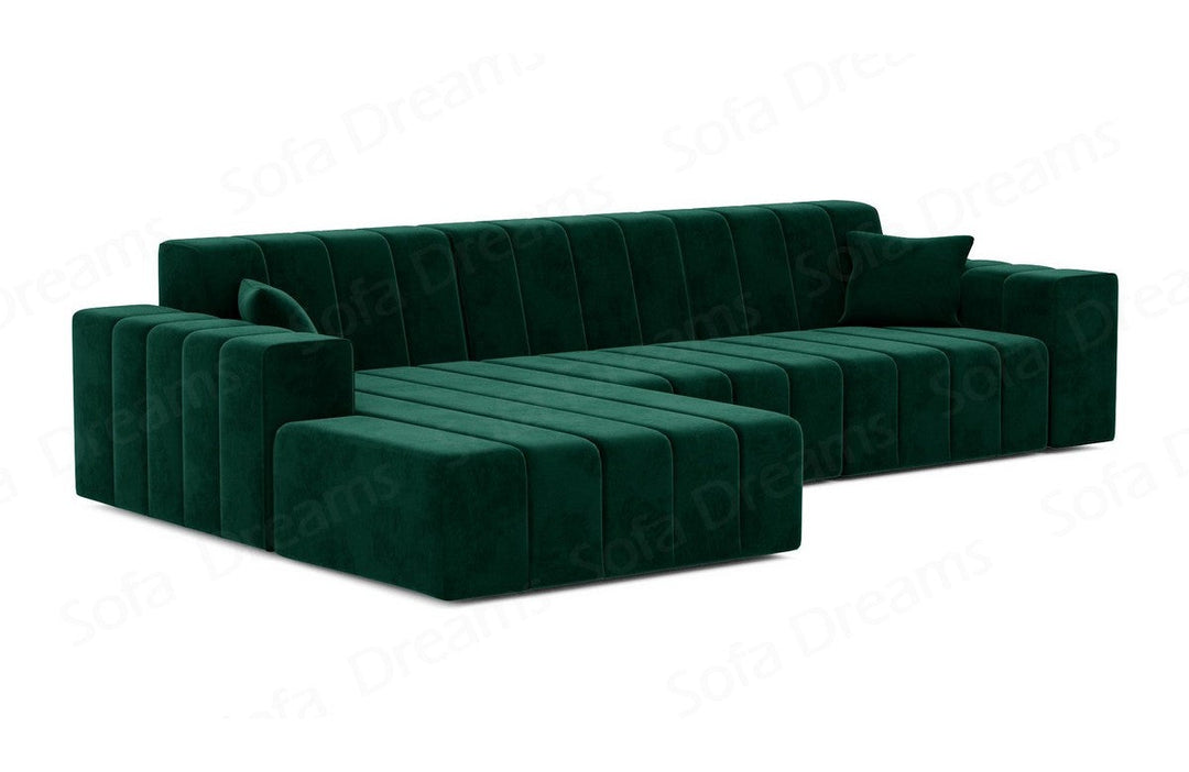 Modernes Stoff Ecksofa Gran Canaria L Form kurz in Samtstoff - Gr?¬n