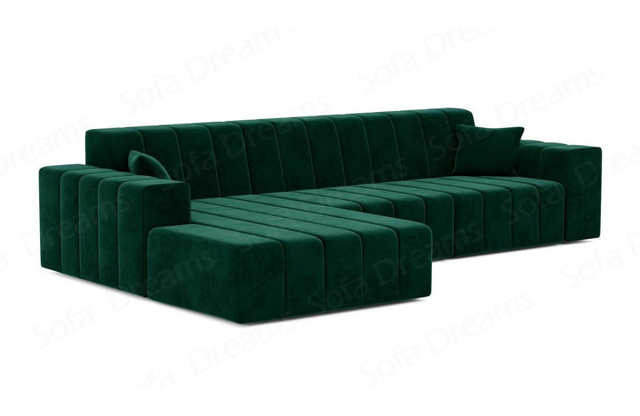 Modernes Stoff Ecksofa Gran Canaria L Form kurz in Samtstoff - Gr?¬n