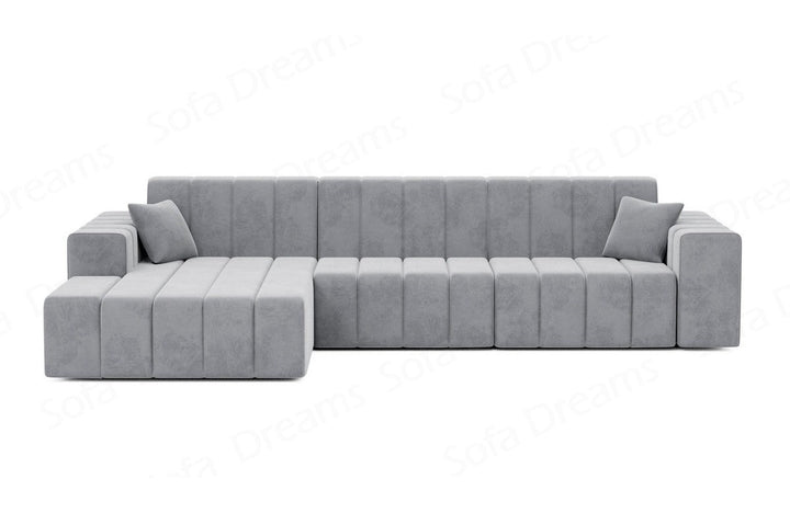 Modernes Stoff Ecksofa Gran Canaria L Form kurz in Samtstoff - Hellgrau