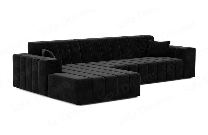 Modernes Stoff Ecksofa Gran Canaria L Form kurz in Samtstoff - Schwarz