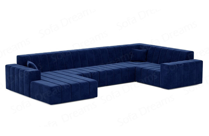 Polster Sofa Wohnlandschaft Gran Canaria U Form in Samtstoff - Dunkelblau