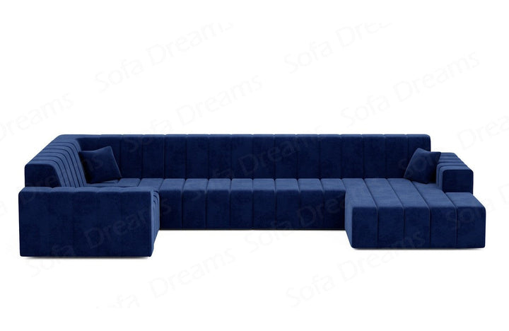 Polster Sofa Wohnlandschaft Gran Canaria U Form in Samtstoff - Dunkelblau