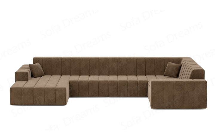 Polster Sofa Wohnlandschaft Gran Canaria U Form in Samtstoff - Braun