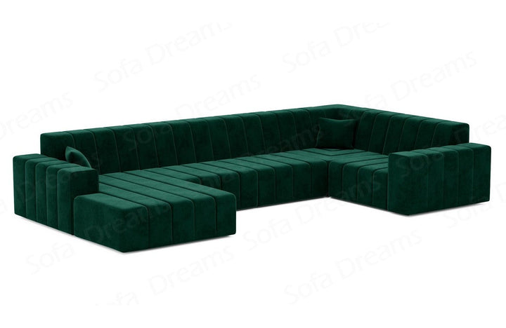 Polster Sofa Wohnlandschaft Gran Canaria U Form in Samtstoff - Gr?¬n