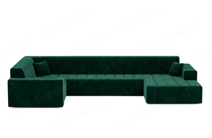 Polster Sofa Wohnlandschaft Gran Canaria U Form in Samtstoff - Gr?¬n