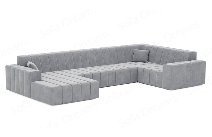 Polster Sofa Wohnlandschaft Gran Canaria U Form in Samtstoff - Hellgrau