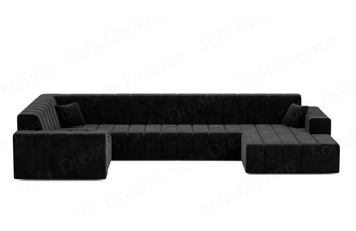 Polster Sofa Wohnlandschaft Gran Canaria U Form in Samtstoff - Schwarz