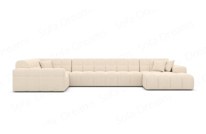 Sofa Wohnlandschaft Ibiza U Form mit Strukturstoff Bezug in Beige