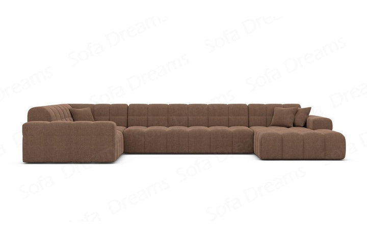 Sofa Wohnlandschaft Ibiza U Form mit Strukturstoff Bezug in Braun