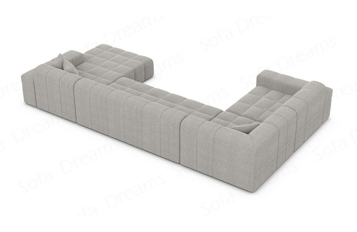 Sofa Wohnlandschaft Ibiza U Form mit Strukturstoff Bezug in Hellgrau