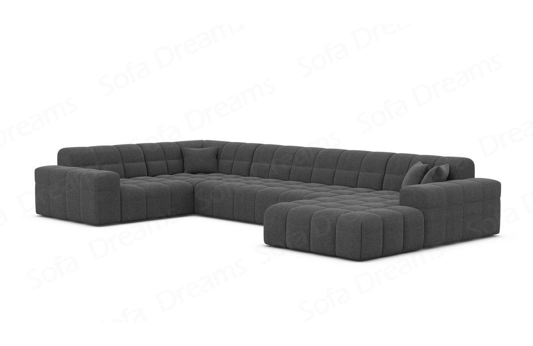 Sofa Wohnlandschaft Ibiza U Form mit Strukturstoff Bezug in Anthrazit