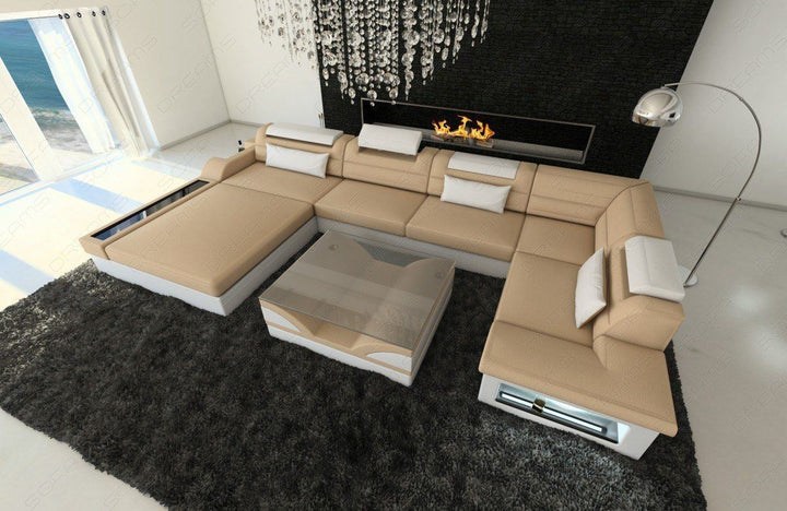 Polstersofa Wohnlandschaft Mezzo U Form in beige - Mineva4