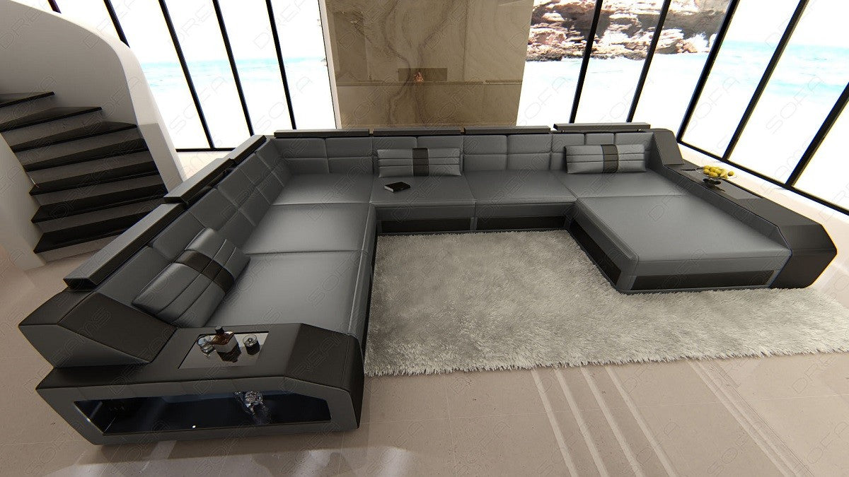 Xxl U Shape Leather Sofa Matera Mini