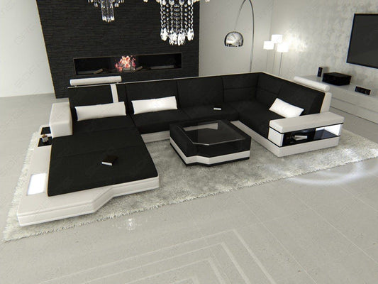 Miranolo Sectional As A Fabric Sofa With Led