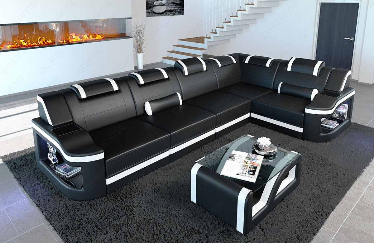 Corner Sofa Lyon Leather Sofa With Led