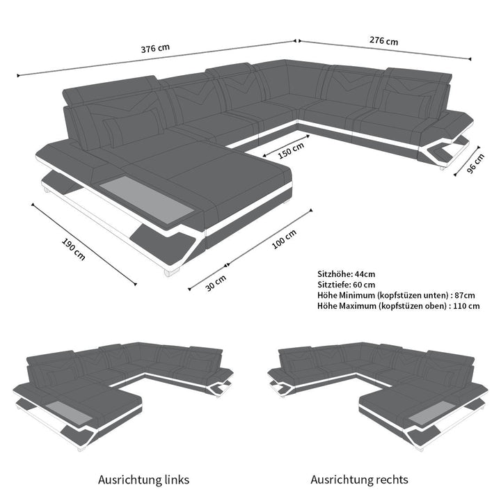 Abmessungen Wohnlandschaft Napoli XL