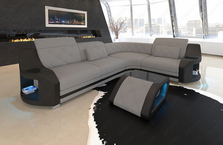 Eckcouch Genua L Form in grau - Mineva15 Mikrofaser Stoff