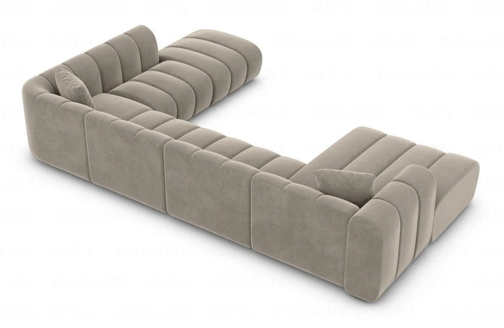 Luxus Samt Wohnlandschaft Almagro U Form XXL mit Samtstoff Bezug - Grau