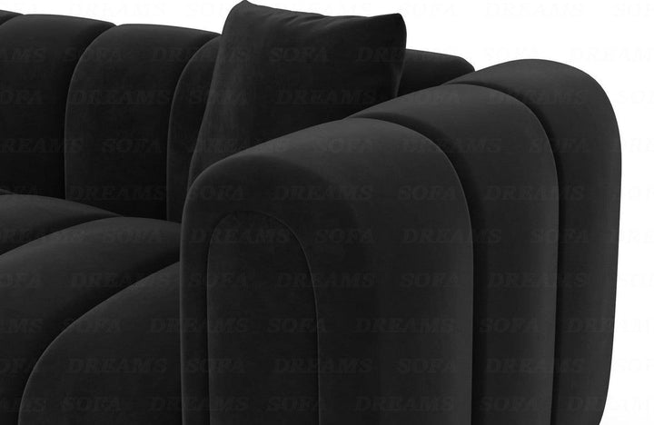 Luxus Samt Wohnlandschaft Almagro U Form XXL mit Samtstoff Bezug - Schwarz - Detailansicht