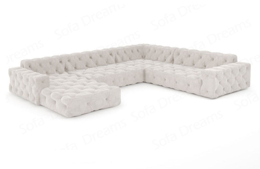 Modernes Polstersofa Menorca U Form mit Samtstoff-Bezug in Beige
