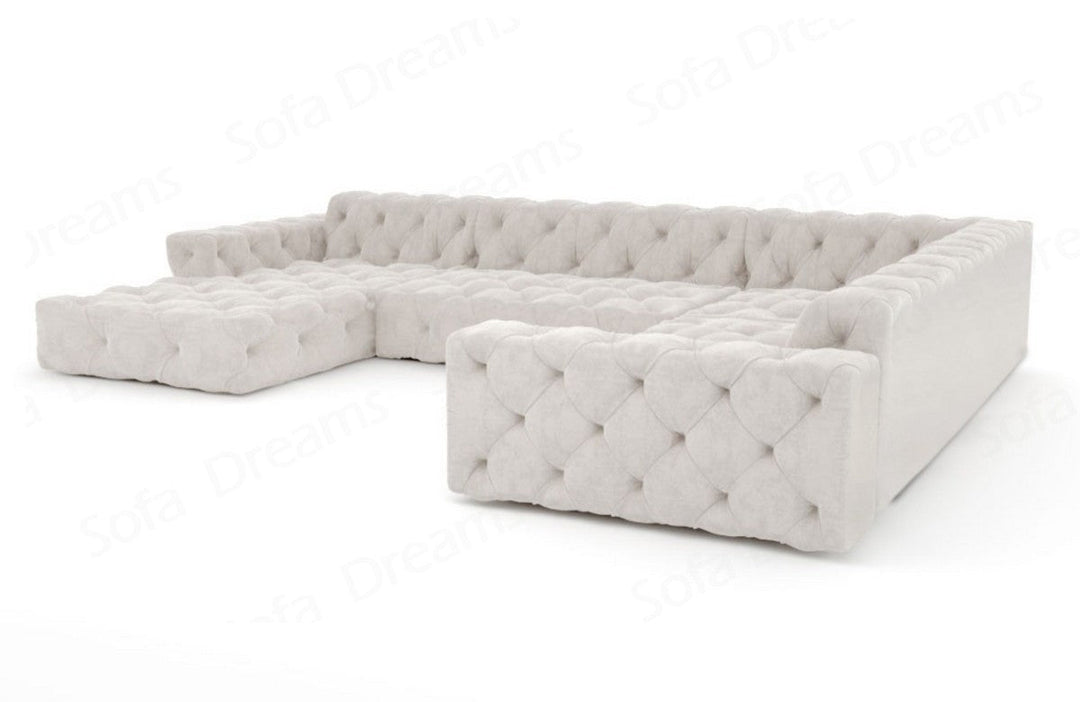 Modernes Polstersofa Menorca U Form mit Samtstoff-Bezug in Beige
