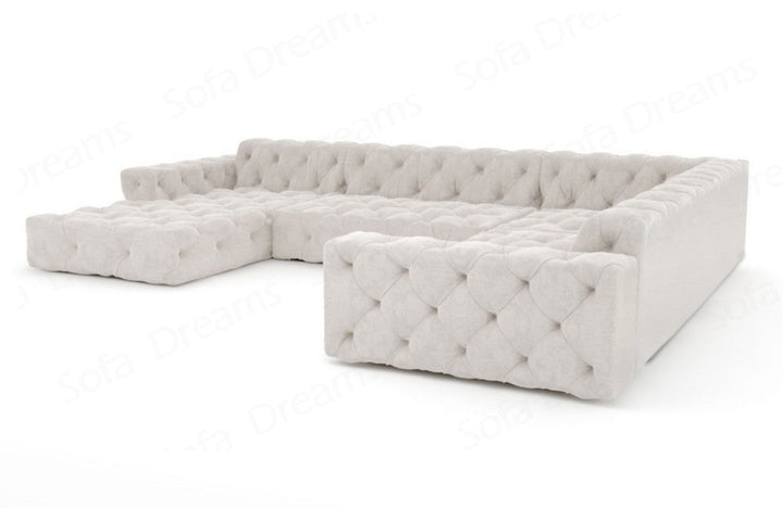 Modernes Polstersofa Menorca U Form mit Samtstoff-Bezug in Beige