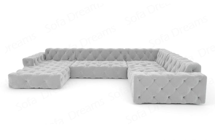 Modernes Polstersofa Menorca U Form mit Samtstoff-Bezug in Hellgrau