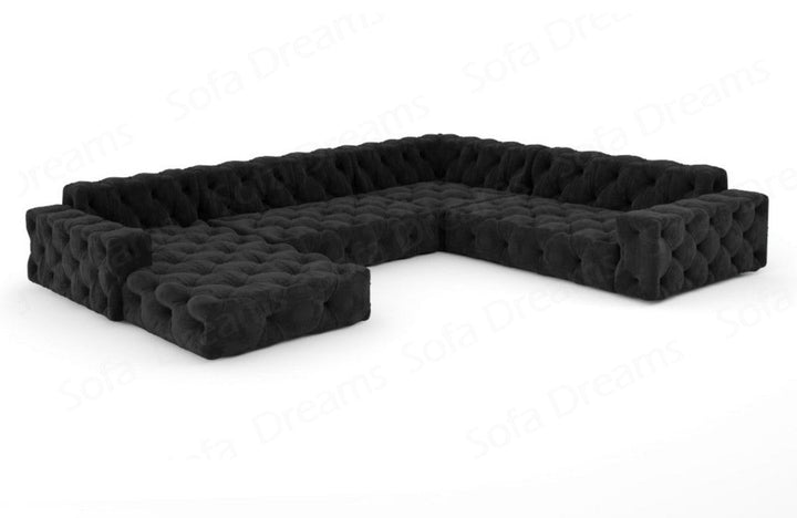 Modernes Polstersofa Menorca U Form mit Samtstoff-Bezug in Schwarz