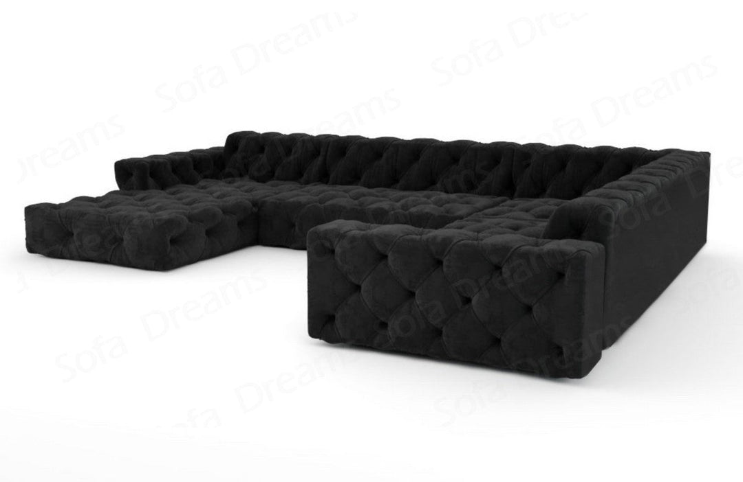 Modernes Polstersofa Menorca U Form mit Samtstoff-Bezug in Schwarz
