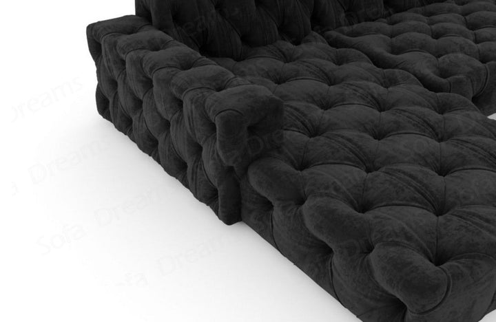 Modernes Polstersofa Menorca U Form mit Samtstoff-Bezug in Schwarz