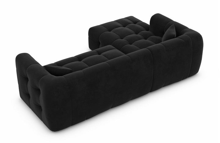 Modernes Polster Ecksofa Sevilla L Form kurz mit Samtstoff Bezug - Schwarz