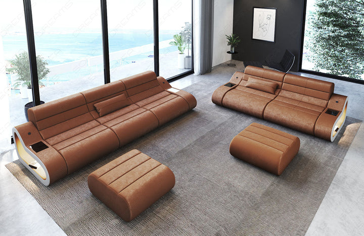 Moderne Sofagarnitur Concept 3-2 mit Samtstoff in hellbraun - SunVelvet1011