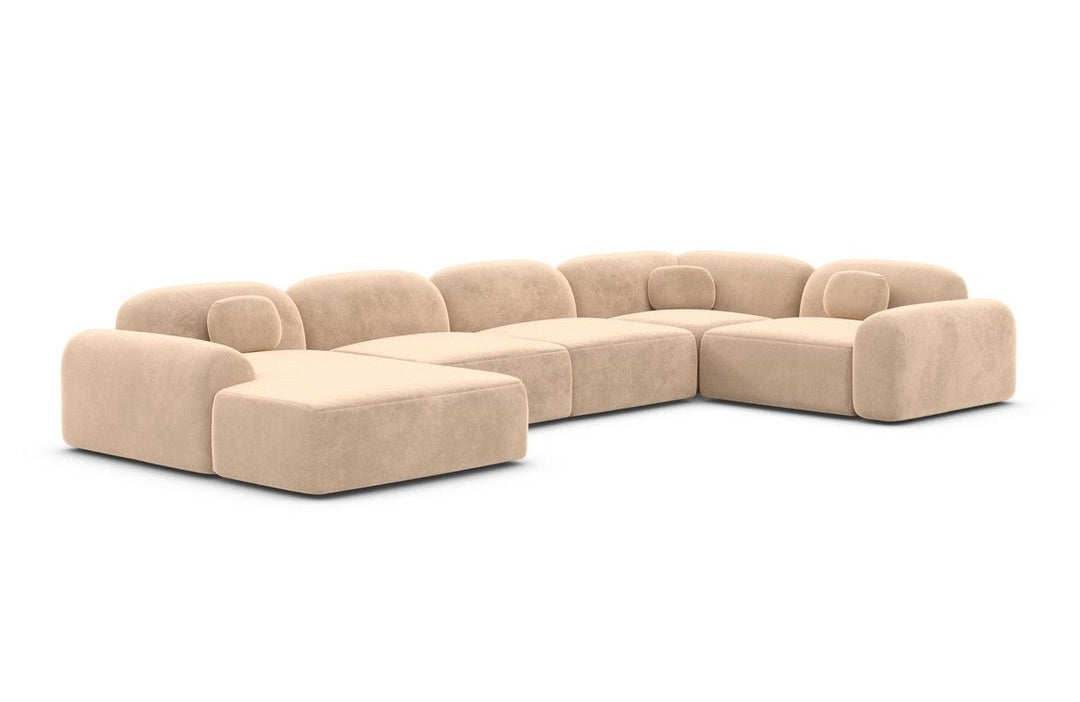 Polster Wohnlandschaft Barcelona U Form mit Samtstoff Bezug - Beige