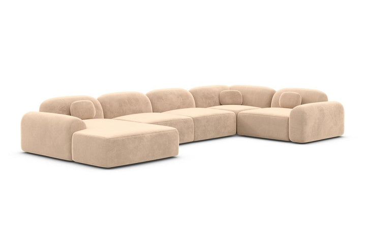 Polster Wohnlandschaft Barcelona U Form mit Samtstoff Bezug - Beige