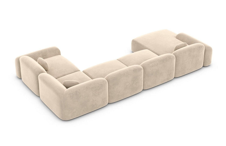Polster Wohnlandschaft Barcelona U Form mit Samtstoff Bezug - Creme