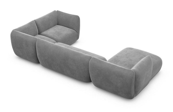 Design Stoff Wohnlandschaft Madrid U Form mit Samtstoff Bezug - Dunkelgrau