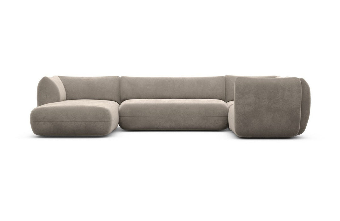 Design Stoff Wohnlandschaft Madrid U Form mit Samtstoff Bezug - Grau