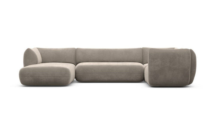 Design Stoff Wohnlandschaft Madrid U Form mit Samtstoff Bezug - Grau