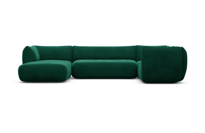 Design Stoff Wohnlandschaft Madrid U Form mit Samtstoff Bezug - Gr?¬n