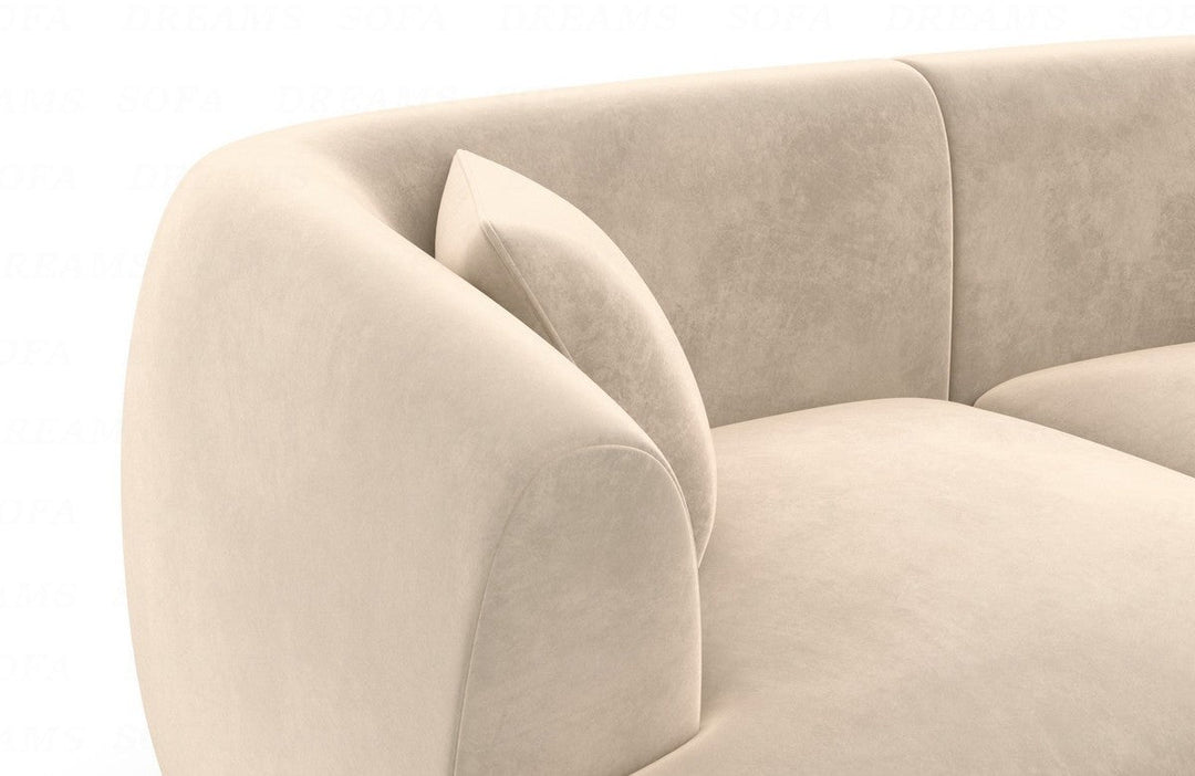 Luxus Stoff Wohnlandschaft Tabarca U Form mit Samtstoff-Bezug in Creme