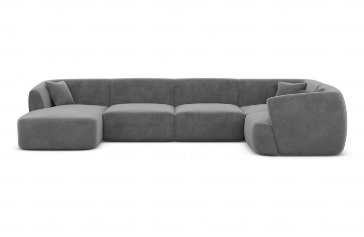 Luxus Stoff Wohnlandschaft Tabarca U Form mit Samtstoff-Bezug in Dunkelgrau
