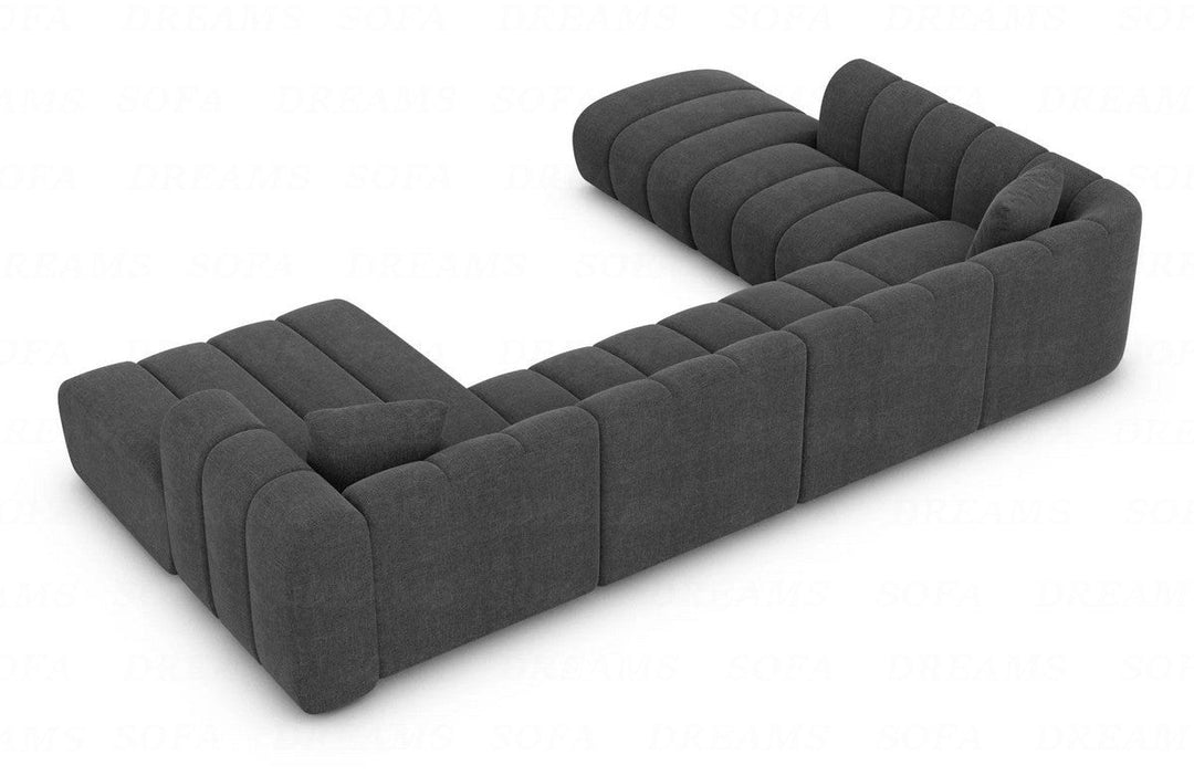 Design Stoff Wohnlandschaft Almagro U Form XXL mit Strukturstoff Bezug - Anthrazit