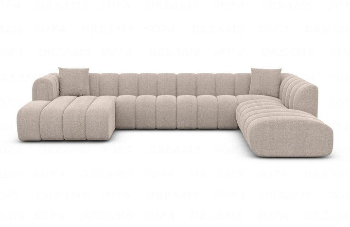 Design Stoff Wohnlandschaft Almagro U Form XXL mit Strukturstoff Bezug - Beige