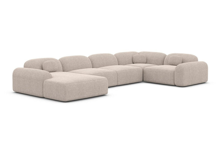Design Sofa Wohnlandschaft Barcelona U Form mit Strukturstoff Bezug - Beige