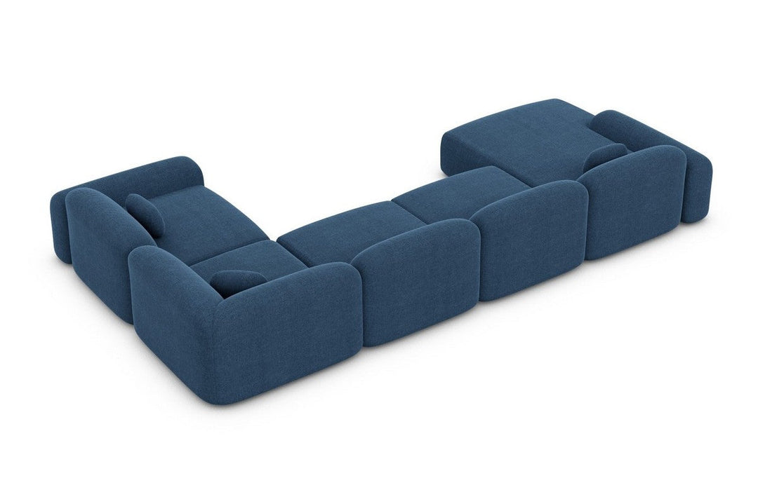 Design Sofa Wohnlandschaft Barcelona U Form mit Strukturstoff Bezug - Blau