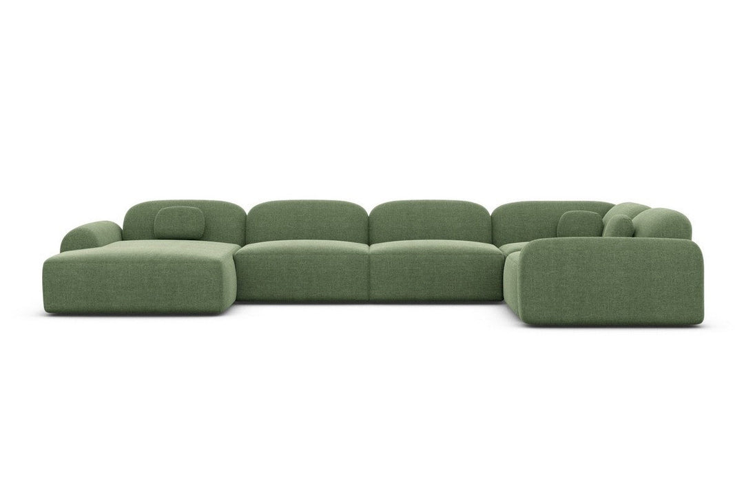 Design Sofa Wohnlandschaft Barcelona U Form mit Strukturstoff Bezug - Gr?¬n