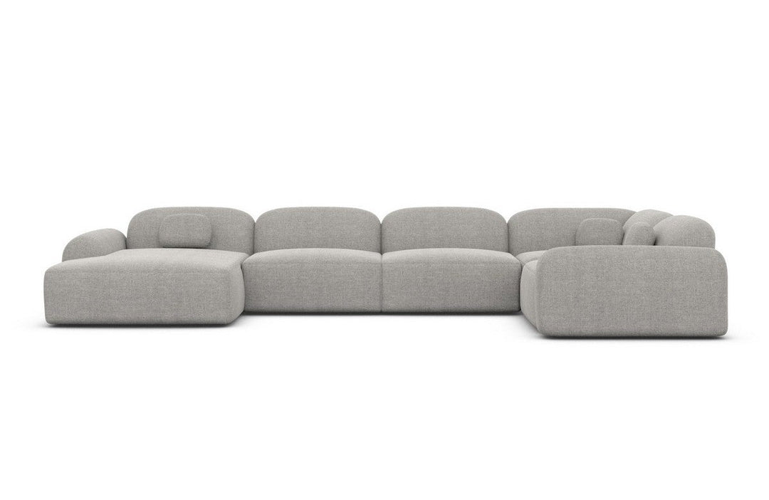 Design Sofa Wohnlandschaft Barcelona U Form mit Strukturstoff Bezug - Hellgrau
