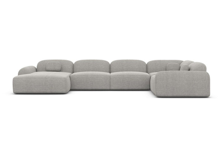 Design Sofa Wohnlandschaft Barcelona U Form mit Strukturstoff Bezug - Hellgrau