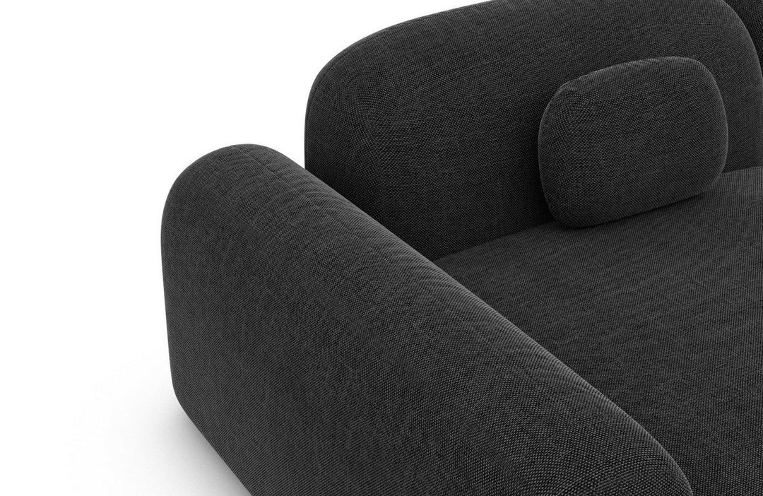 Design Sofa Wohnlandschaft Barcelona U Form mit Strukturstoff Bezug - Schwarz - Detailansicht
