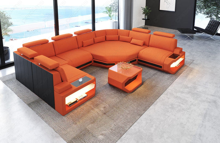 Mikrofaser Polster Wohnlandschaft Asti U Mini in orange - Mineva11
